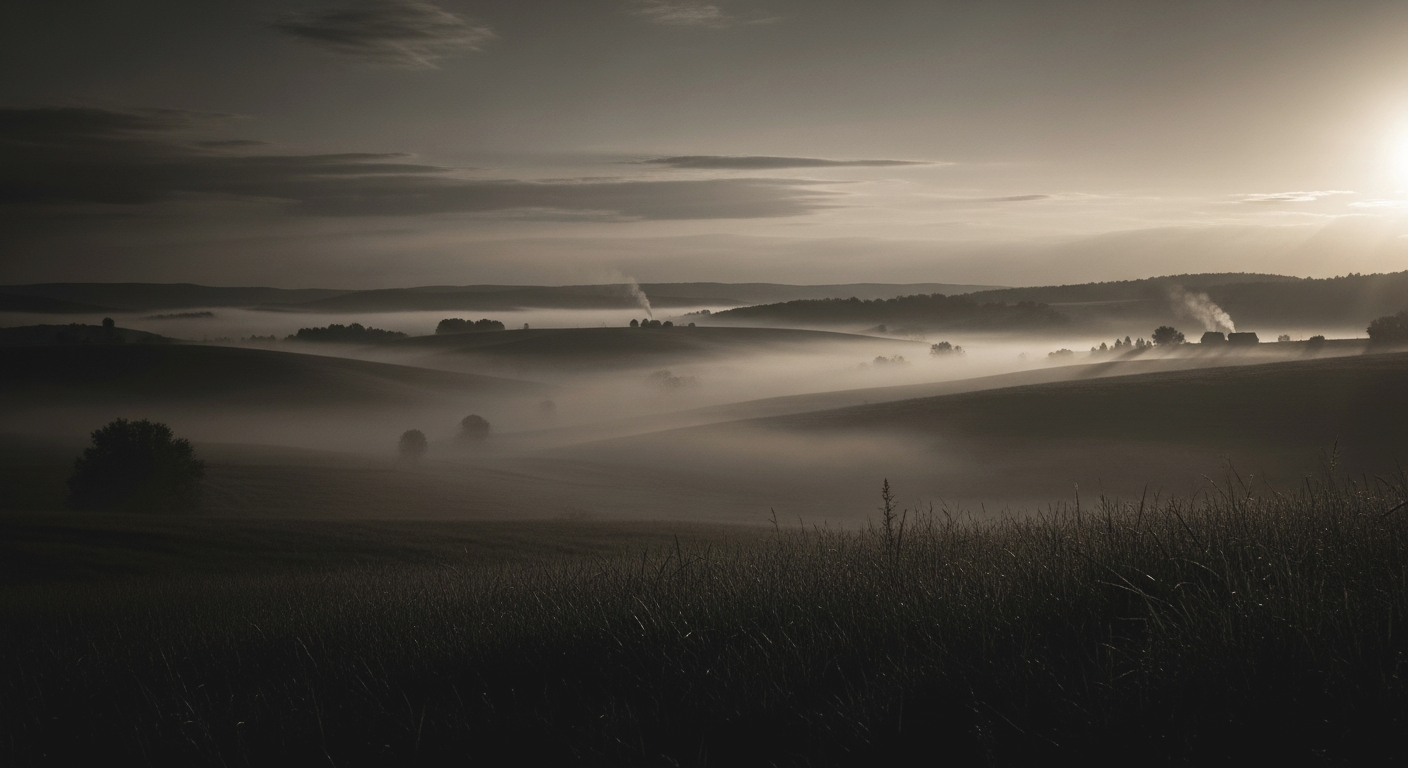 Misty frontier landscape